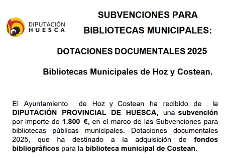 Imagen El municipio de Hoz y Costean recibe 3600 euros para la biblioteca