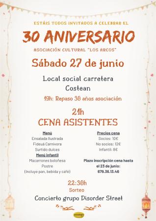 Imagen Celebración 30 aniversario Asociación Cultural "Los Arcos" de Costean