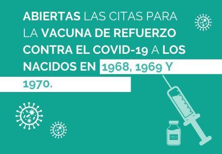 Imagen Abiertas las citas de la dosis de refuerzo contra el COVID-19 para los nacidos en 1968, 1969 y 1970